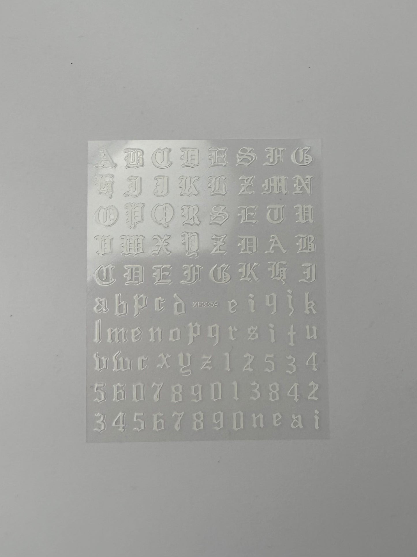White Old English Lettering Stickers
