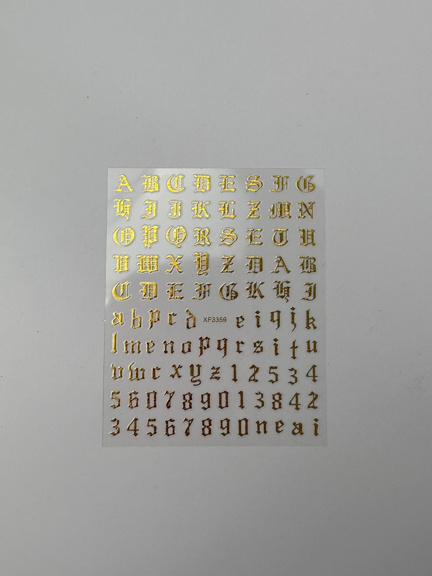 Gold Old English Lettering Stickers