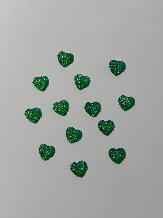 Shiny Green Hearts